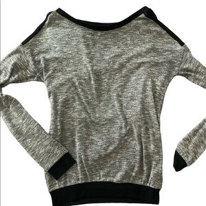 3/$30 Grey knit blouse with mesh back panel